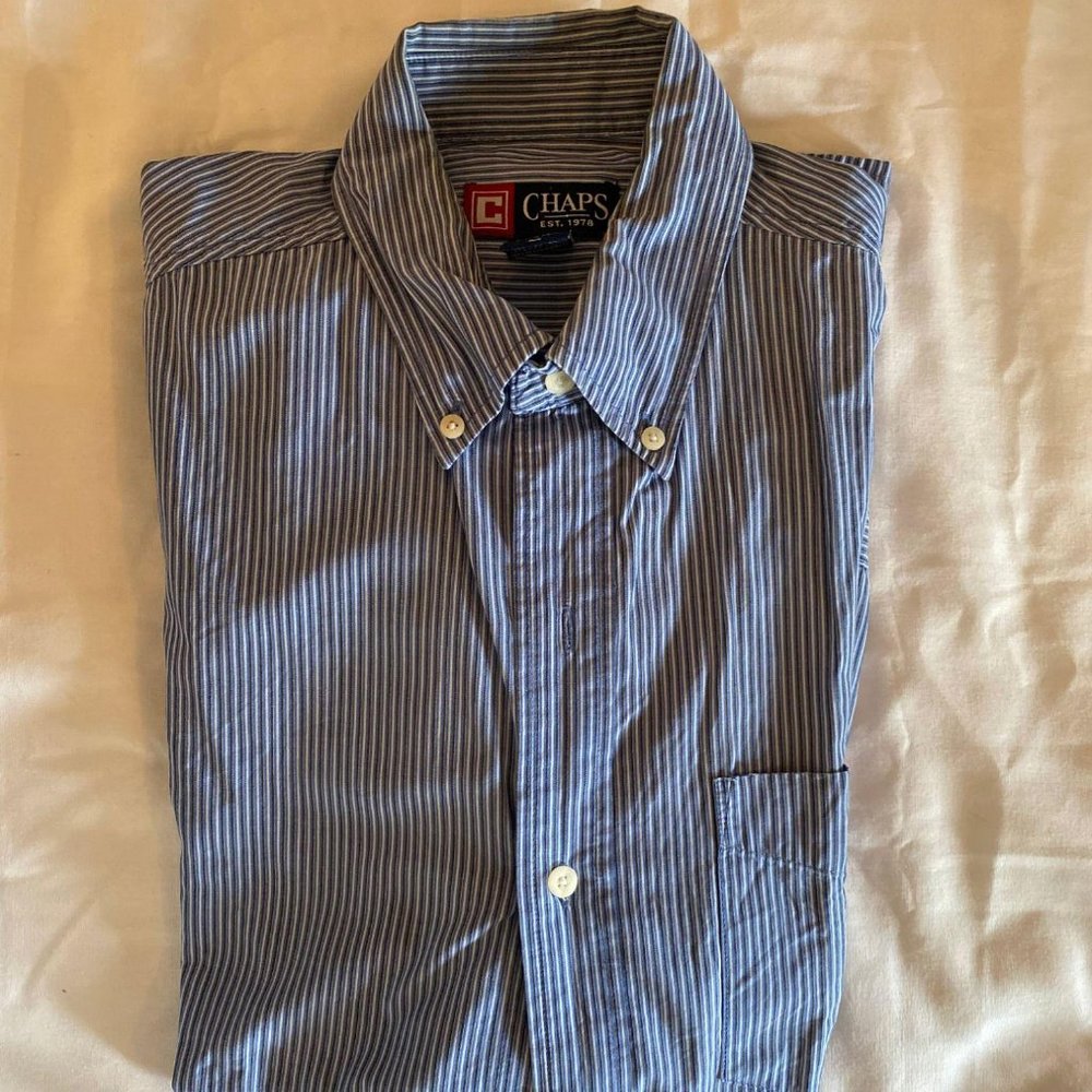 Chaps Men’s Blue Stripe Button Up Shirt